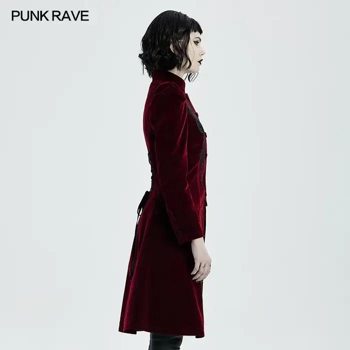 PUNK RAVE - Gotický polodlhý kabát pre ženy