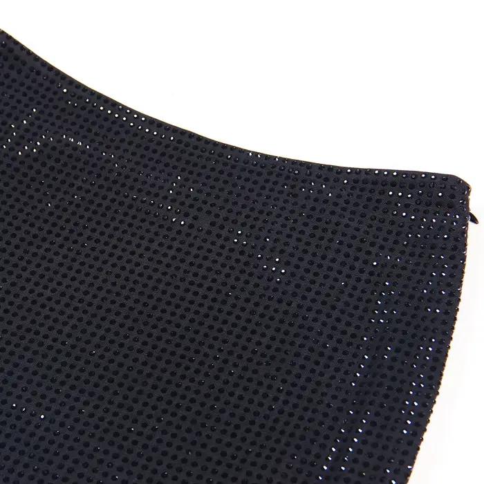 S-XL Vysoká Kvalita Módny Luxus Sieťovaný Full Body Vodný Diamant Rotterdam kling Slim Fit Zips Krátky Sexy Dámska Sukňa