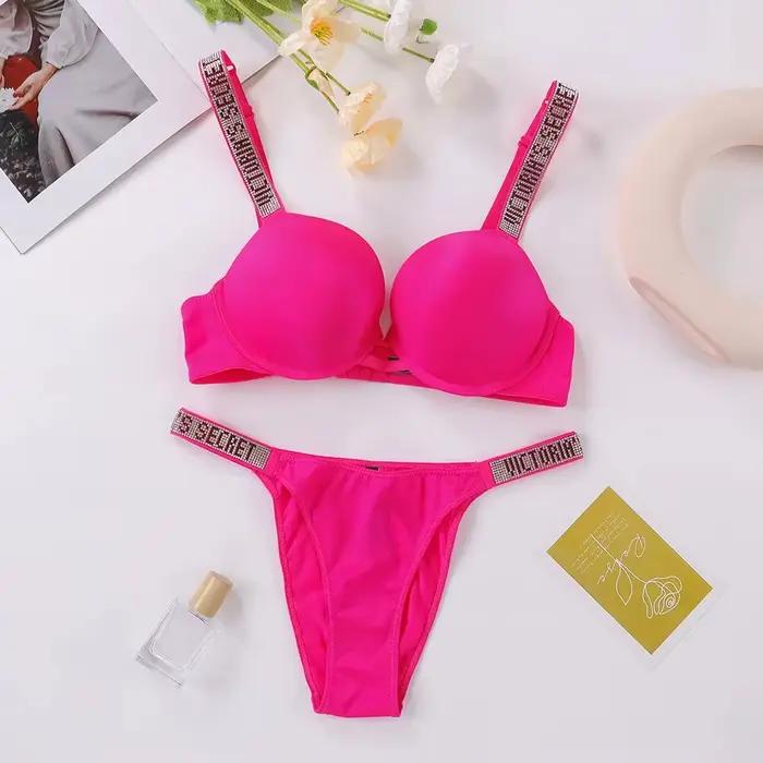 Ensemble de lingerie sexy Victoria's Secret, soutien-gorge et culotte, push-up, lingerie classique pour femmes, sexy, respirant, doux, polyvalent, shapewear