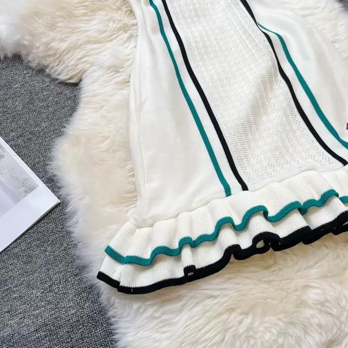 Značka módne dámske pletené Mini šaty Ins teplé Sexy balenie bokov s volánmi večerné