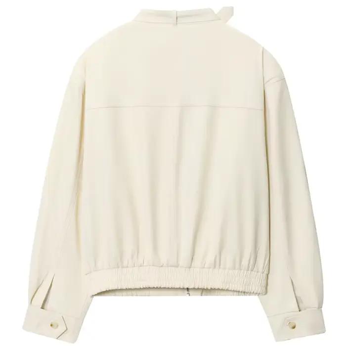HXAO 2025 Dámska bomber bunda jeseň zima gombík oversized vonkajšie oblečenie Béžová s dlhými rukávmi top nový
