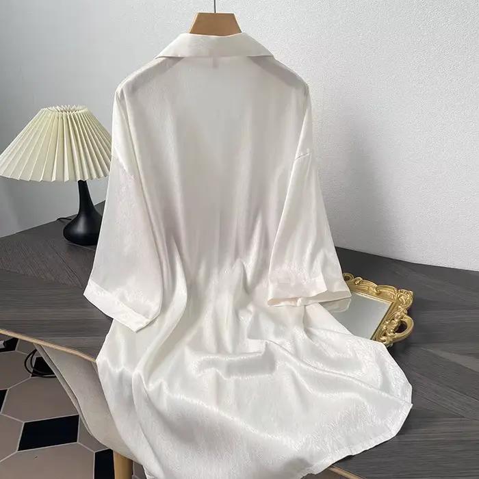 Chemise de nuit sexy en satin imprimé fleuri pour femmes, vêtements de nuit d'été, lingerie décontractée, vêtements de maison, vêtements de détente