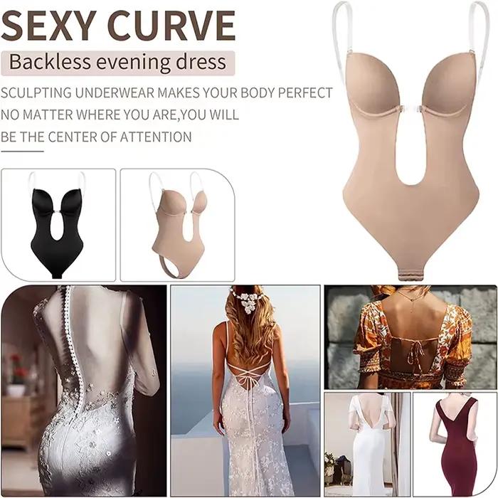 Body Invisible pre ženy string Shaper spevňujúci korzet Sexy hlboký výstrih do V odhalený chrbát Vystužený Push Up spevňujúca spodná bielizeň