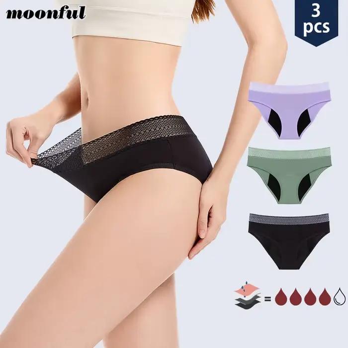 3 pièces culottes menstruelles femme flux très abondant période menstruelle sous-vêtements taille moyenne étanche période culotte pour filles ensemble culotte menstruelle absorbant fille