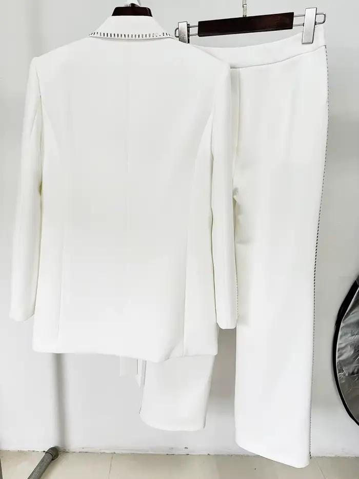 Ensemble haut-perles et jupe ample pour femme en coton et polyester élégant pour occasions professionnelles