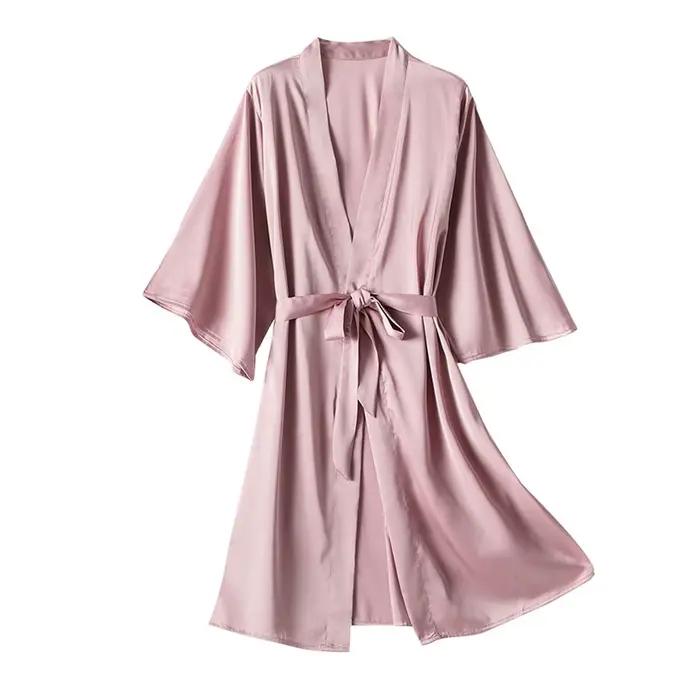 Kimono župan Šaty pre ženy Súprava šiat Saténové voľné nočné oblečenie Nočná košeľa pre nevestu Svadobný dar Sexy