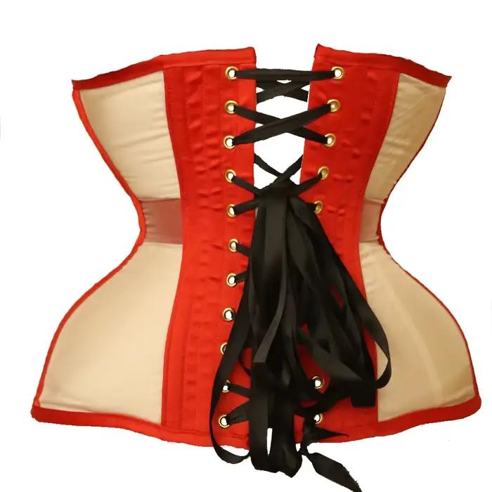 Annzley-Corset à rayures en maille rouge, bustier en dentelle, ultra-fin, fait à la main, amincissant, 2020