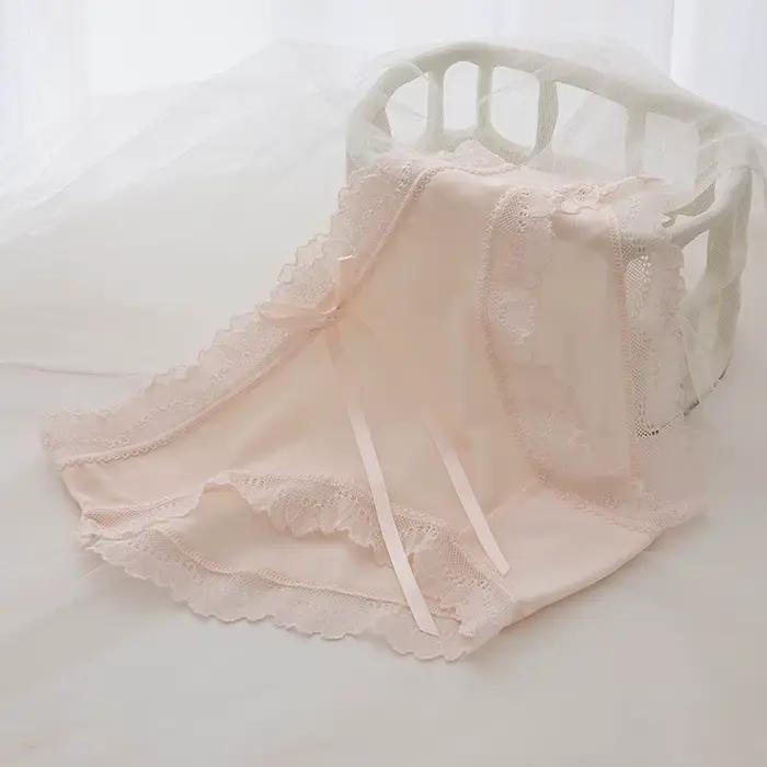 Culotte Sexy en dentelle et coton pour femmes, sous-vêtement confortable Invisible, taille moyenne, sans couture, Lingerie féminine