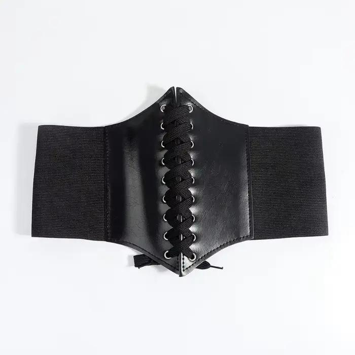 Corset en similicuir large pour femme, ceinture amincissante, corps saillant, élastique, serré, taille haute pour 03/Wear, mode