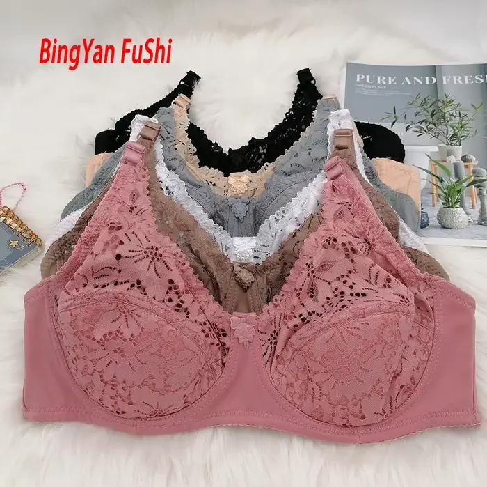 Soutien-gorge transparent pour femme, grande taille, sexy, en dentelle, avec armatures, push-up, rembourré en coton, BH C17