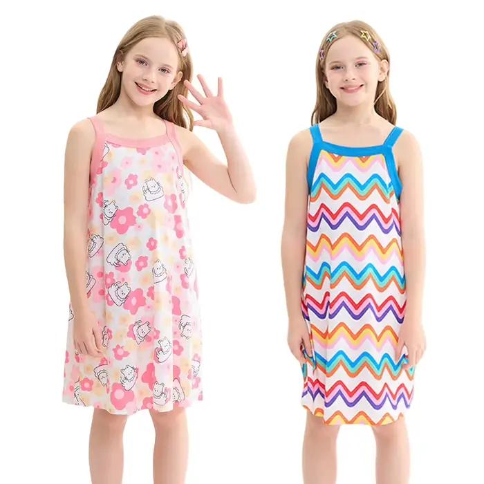 Robe de nuit pour filles de 2 à 13 ans, vêtements pour enfants, pyjama coréen d'été pour enfants, robe de nuit pour fille, bleu, rouge, floral, vêtements de maison