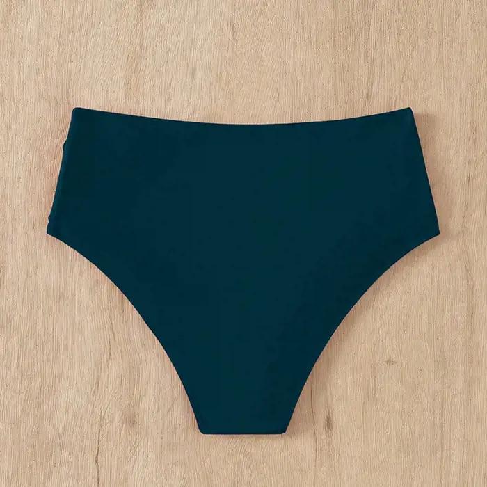Bas de bain basique taille haute pour femmes, couverture complète, Bikini fendu, slip de bain, couleur unie, maillot de bain confortable