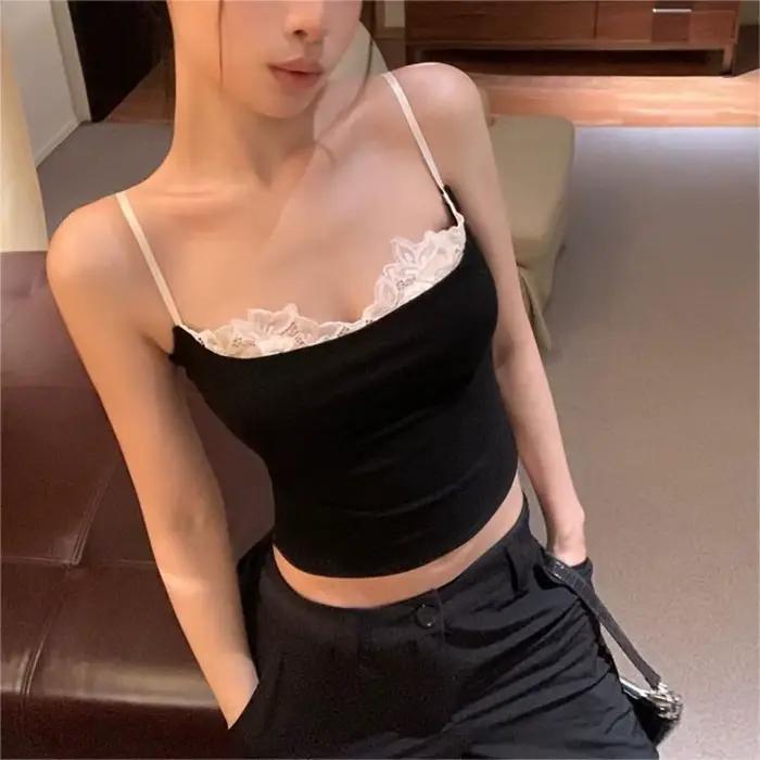 Módna čipka Camisole tenká INS Hip Hop letný bustier rúrkový Niche teplé topy pre dievčatá