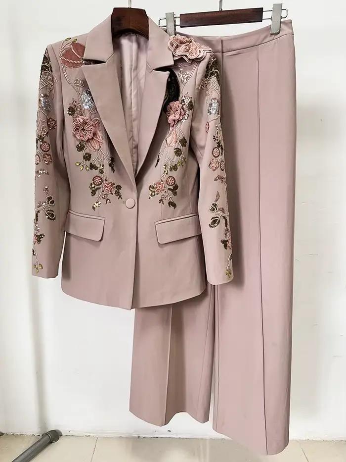 Ensemble de soirée O'ZACKET avec perles et motifs floraux pour femmes, haut de gamme, élégant et sophistiqué, parfait pour les soirées officielles