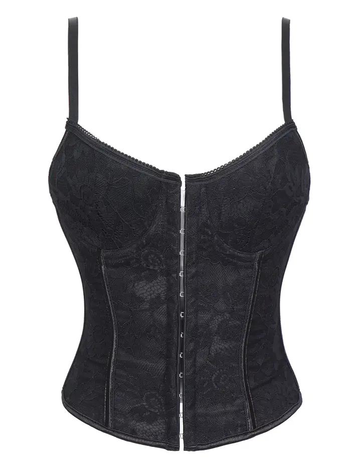 Corset floral en dentelle pour femme, fermeture avant, bustier à lacets au dos, serre-taille sexy, gaine amincissante