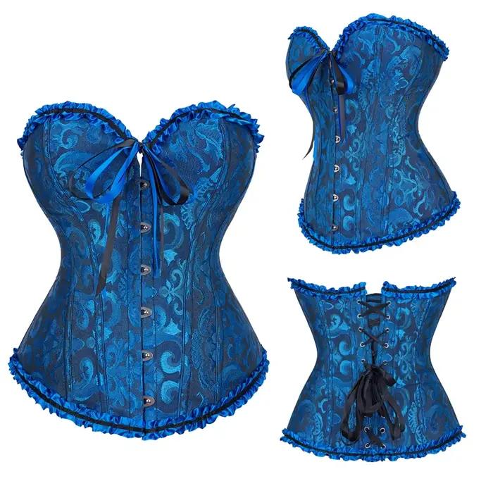 Corset rose pour femmes, Sexy et élégant, gothique, Jacquard, 12 sous-vêtements brodés floraux