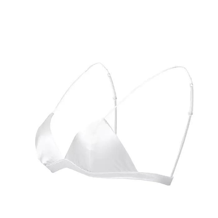 Soutien-gorge Triangle sans fil en soie de mûrier, garniture en dentelle française, Ultra doux, confortable, Invisible, pour femmes et adolescentes, 100%