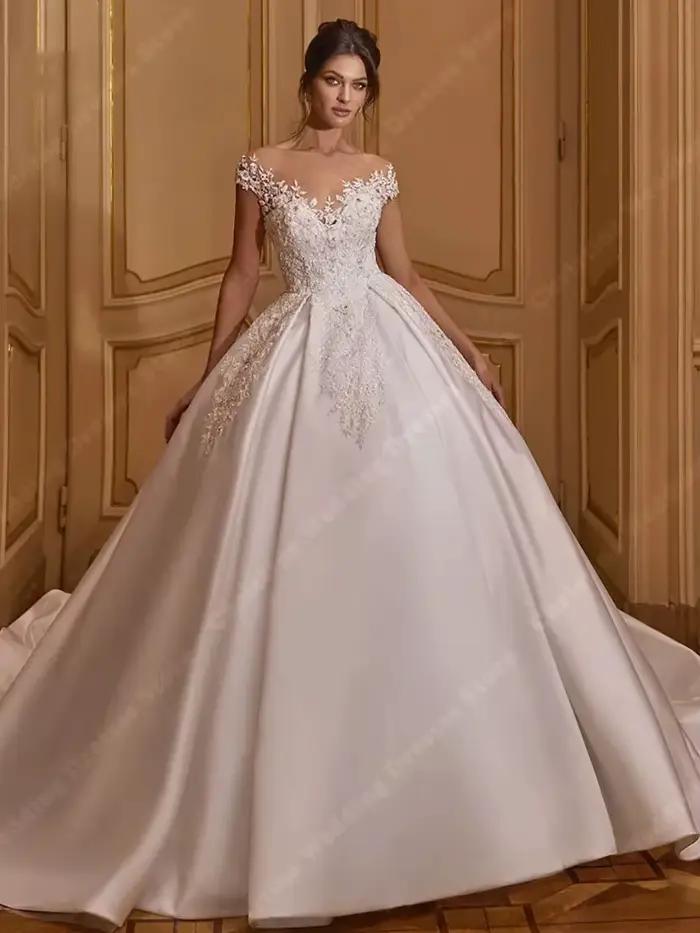 Robe de Mariée en Fibre Élégante, Sexy, Dos aux, Dentelle Appliques, Patients, Quelle que soit Rotterdam Kly, Paillettes, Perles, Personnalisée