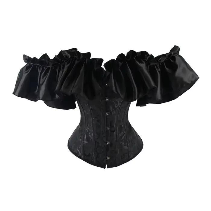 Corset victorien sexy en polyester et élasthanne pour femmes, avec volants, pour occasions spéciales et événements gothiques steampunk