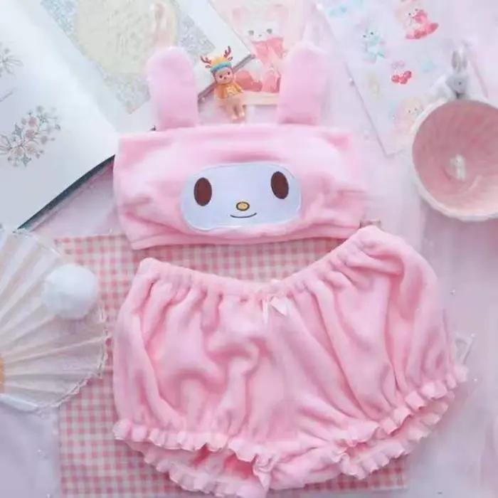 Pyjama en flanelle doux et moelleux à bretelles pour fille, motif dessin animé Kuromi, Melody, Cinnamoroll, Katy Cat, ensemble short, cadeau de vacances pour fille