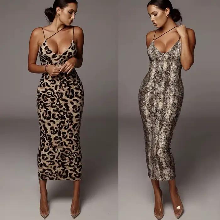 Dámske letné šaty bez rukávov so sexy leopardím vzorom