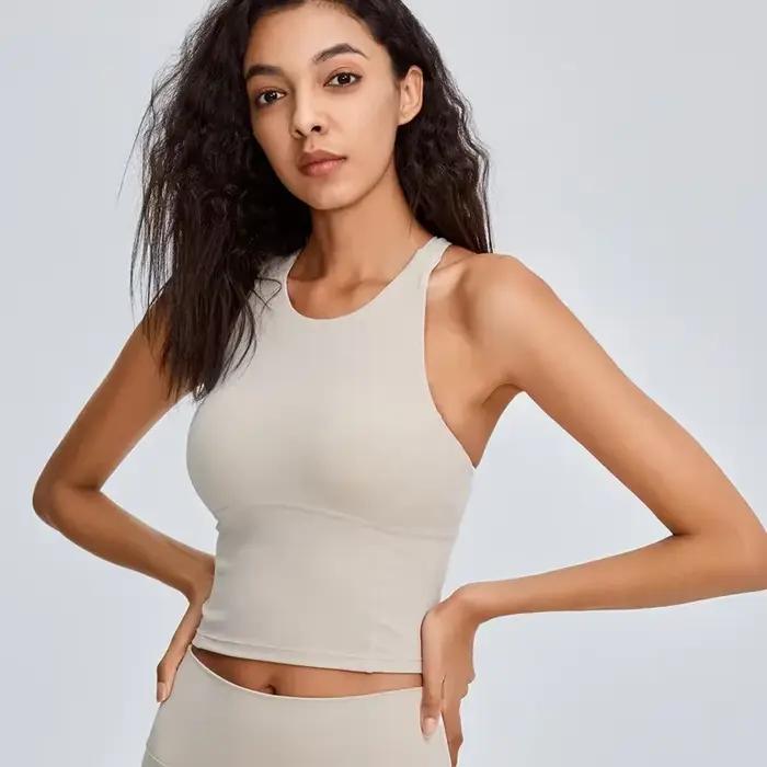 Soutien-gorge de sport push-up confortable à dos croisé pour femmes, résistant aux chocs, haut court de course, de Fitness, sans couture, rembourré, débardeur d'entraînement et de Yoga