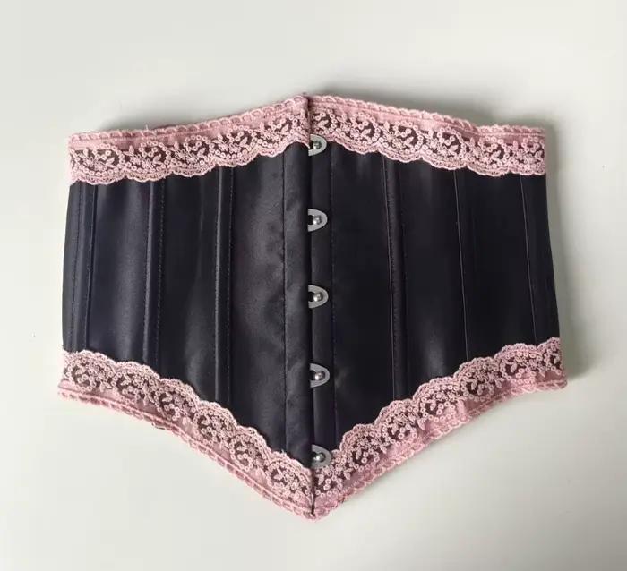 Corset rose sous le buste pour femmes, garniture en dentelle désossée, corsage Lolita de Style français, Bustier Vintage, Costumes de fête de mariage