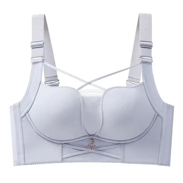 Soutien-gorge Sexy grande taille pour femmes, croisé, Push Up, couverture complète du dos, cache la graisse, lisse, Lingerie sans fil, sans couture, Bh
