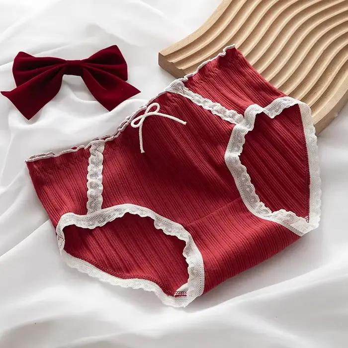 Culotte en coton femme caleçon mode nœud culotte respirante taille moyenne belle fille Lingerie culotte Lenceria sous-vêtements M-XL