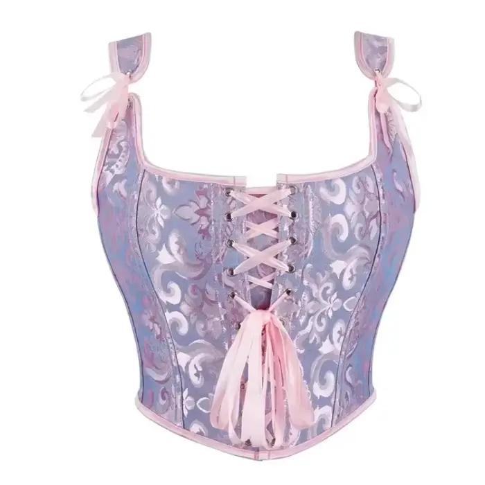 Corset Vintage pour femmes, haut court, débardeur gothique à lacets, Bustier désossé, bretelles, vêtements amincissants, façonnant la taille