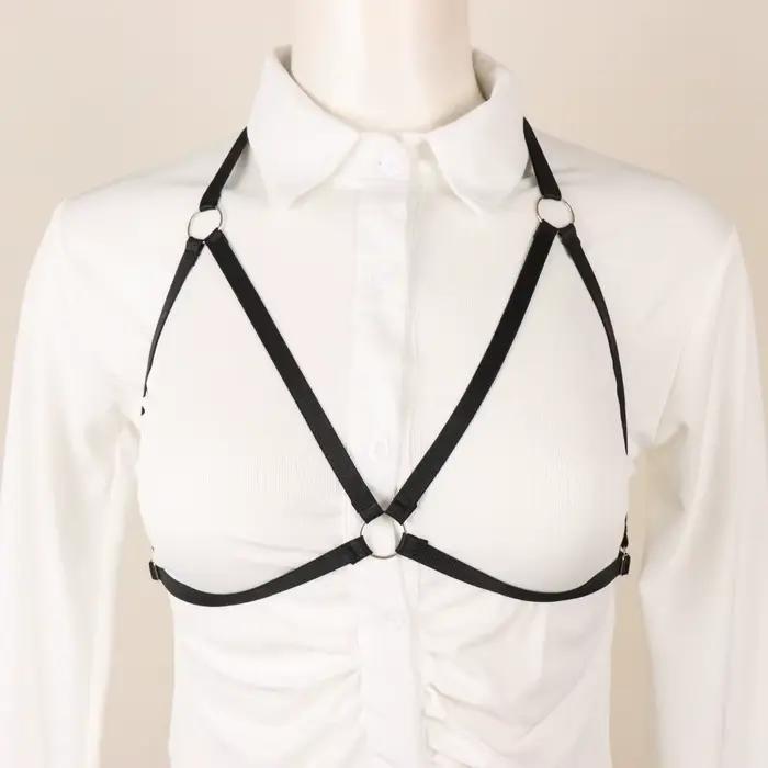 Harnais élastique noir style bohème, harnais décoratif pour le corps, idéal pour les festivals, les raves, la plage et les tenues de soirée.