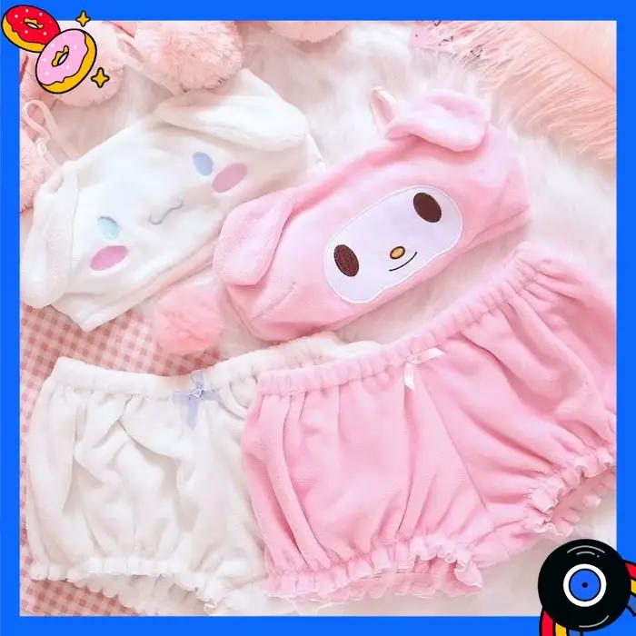 Pyjama en flanelle doux et moelleux à bretelles pour fille, motif dessin animé Kuromi, Melody, Cinnamoroll, Katy Cat, ensemble short, cadeau de vacances pour fille