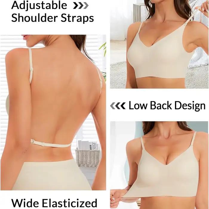 Soutien-gorge dos bas sans couture, Support multidirectionnel, sans fil, dos nu, col licou, rembourré, bretelles de levage, soutien-gorge Convertible