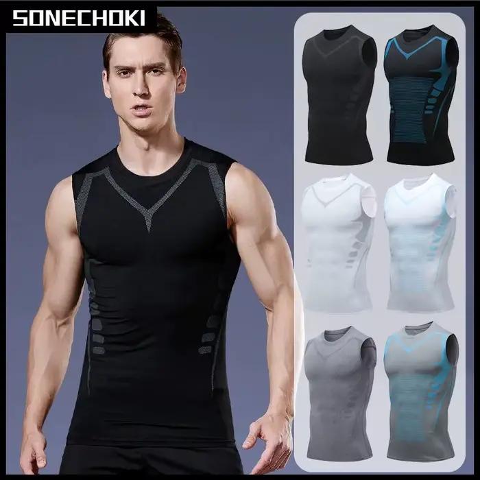 Haut de compression sans manches pour hommes polyester pour sport fitness et musculation