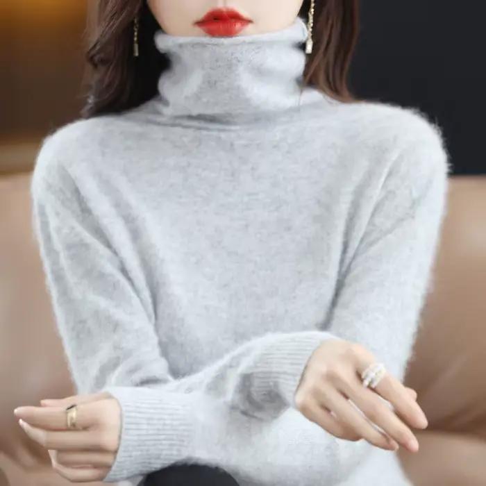 Pullover en mink cashmere pour femme, automne-hiver, col roulé, sortie nocturne, Carnaval, élégance intemporelle