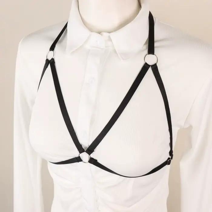 Harnais élastique noir style bohème, harnais décoratif pour le corps, idéal pour les festivals, les raves, la plage et les tenues de soirée.