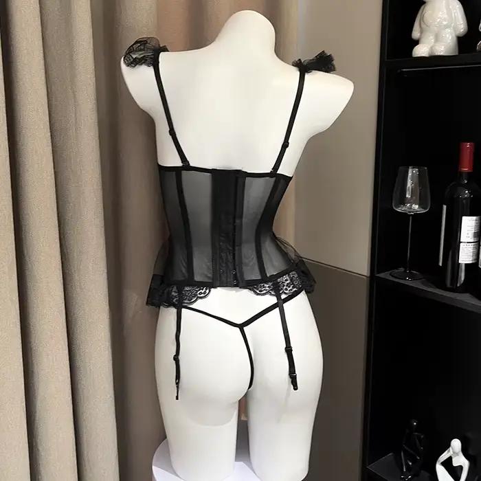 Bustier français pour femmes, corset, petite poitrine, soutien-gorge, ensemble de sous-vêtements, broderie, culotte, ensembles brefs, lingerie pour dames