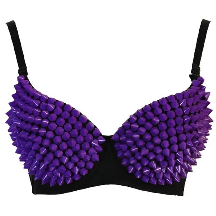 Strieborné nity Punk Rave Bralette Gotická Lingerie Podprsenka Sexy Push Up Top Diskotéka Ples Bar Móda Horúce Podprsenky pre Ženy