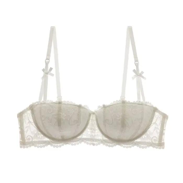 Soutiens-gorge demi-coupe 1/2 KUCLUT, Lingerie grande taille, Sous-vêtements fins rouges, Soutien-gorge balconnet push-up sexy en coton, Noir Blanc Bonnets A B C D