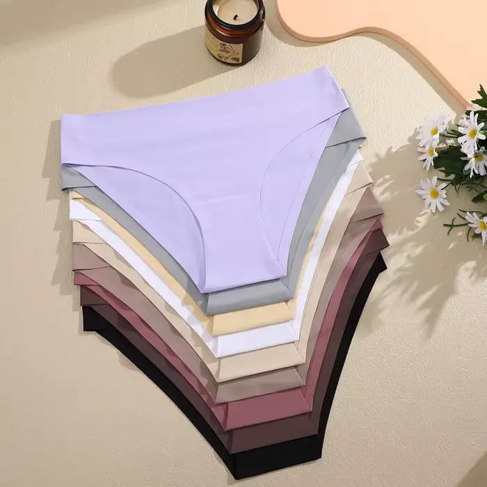 3-dielne bezšvové hodvábne nohavičky pre ženy Sexy nízky pás slipy pre
