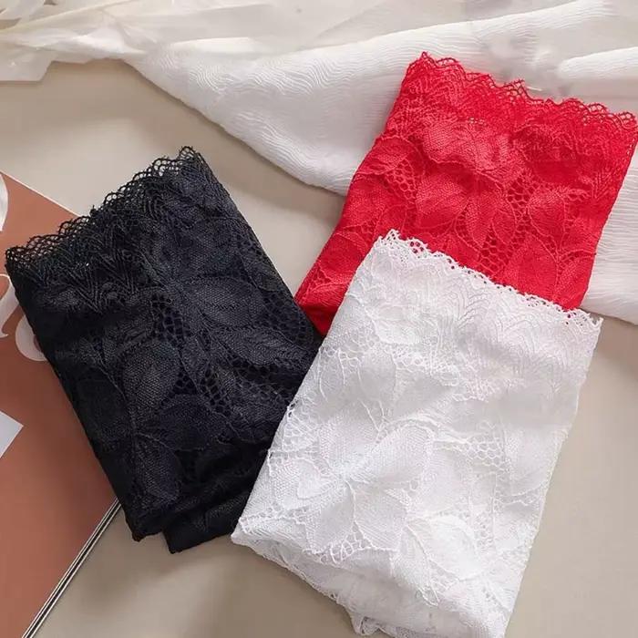 Taille moyenne dentelle maille florale évider culotte coton entrejambe mince femmes Anti-éblouissement pantalons de sécurité slips sans couture