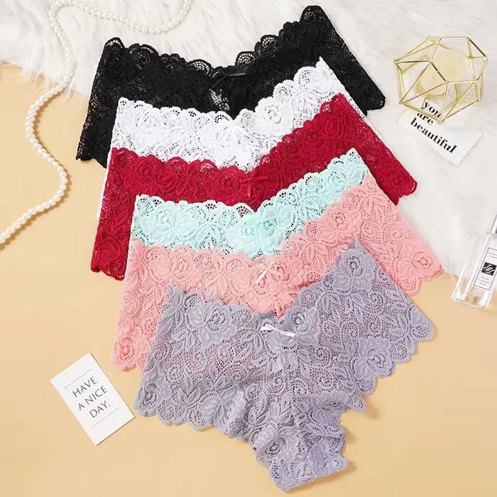 Sexy dentelle florale culottes femmes slips taille basse Lingerie douce confortable femme sous-vêtements filles intimes culottes