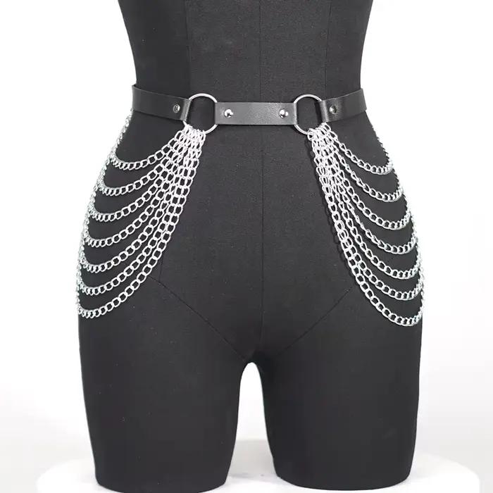 Punk Leder Körperkette Porte-jarretelles en cuir pour femmes, ceinture corset, ceinture de jambe sexy, ceinture SFP, cuisse, accessoire vestimentaire gothique SFP