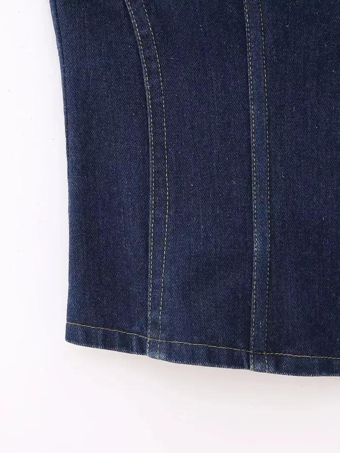 MYIT - Dámsky kovbojský naberaný top bez ramienok