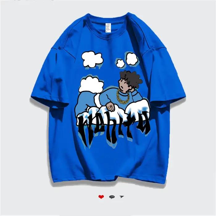 Harajuku oblaky Anime chlapec potlač high street tričká pre mužov Cool Hip Hop oversized voľné ležérne 10