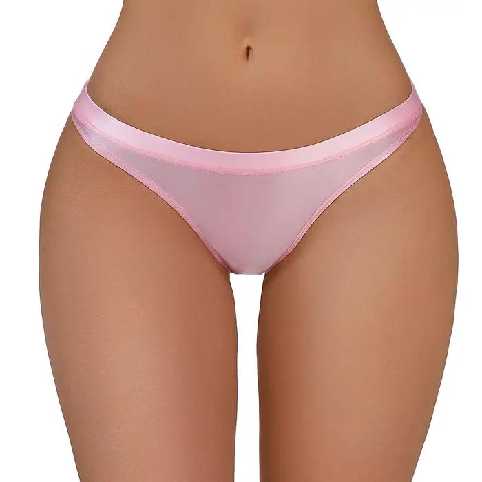 Culotte brillante transparente pour femmes, sous-vêtements transparents sans couture, soie extensible, brillant, lisse, taille basse, string, Lingerie porno