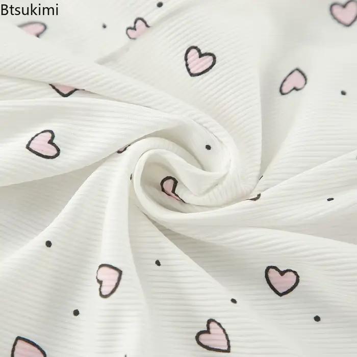 Ensemble pyjama 3 pièces décontracté pour femmes, vêtements de nuit imprimés pour amoureux, bretelles Spaghetti, à volants, avec ceinture, taille haute, 2026