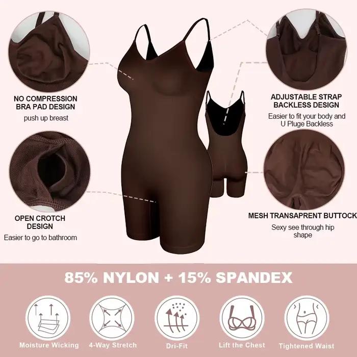Nouveau Body Sculptant Femme à Dos Nu en Maille, Effet Remonte-Fesses, Lissant, Amincissant, Corset Ventre Plat
