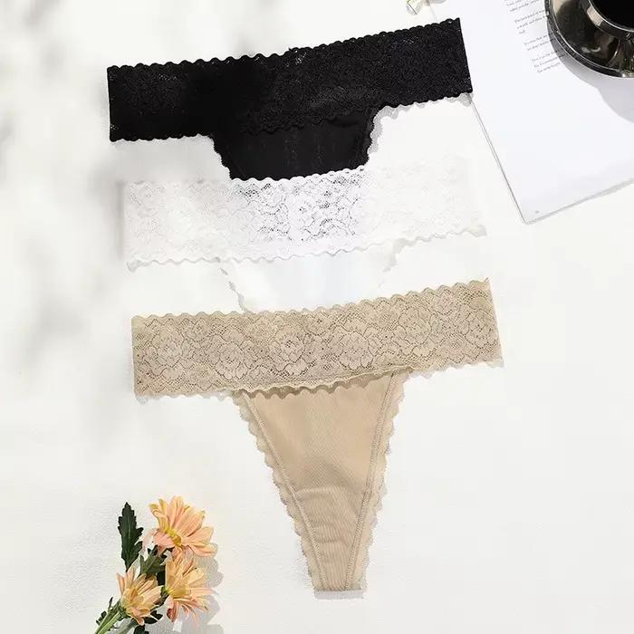 11 couleurs offre spéciale dentelle string culottes femme dentelle florale femmes culottes dames taille moyenne sans couture tongs femmes culottes