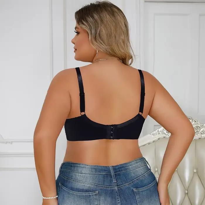 Soutien-gorge élégant en élasthanne et nylon pour femmes de grande taille, design sobre avec arc, confort douillet et maintien optimal, idéal pour le port quotidien et les occasions spéciales